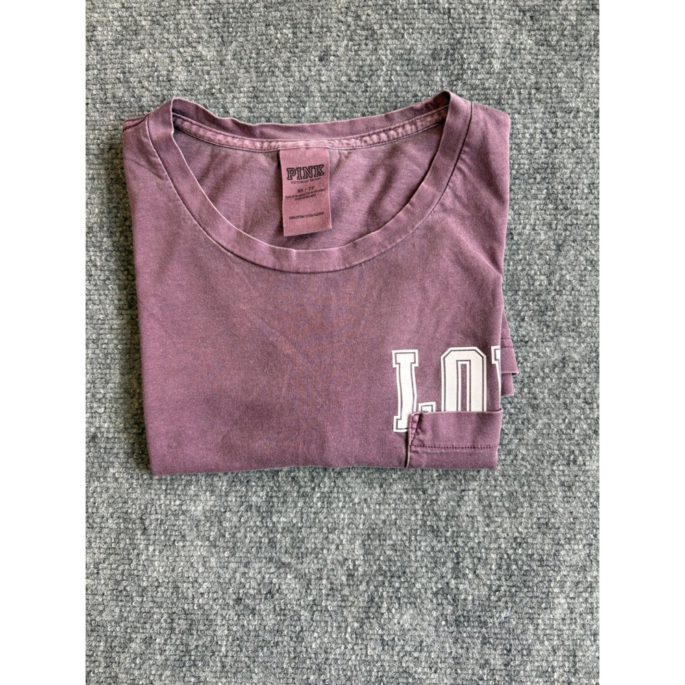 Victoria's Secret PINK Short Sleeve Pocket T-Shirt Faded Purple XS - Picture 11 of 11